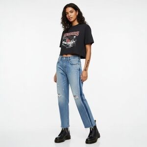 Levi’s 501 Original Crop Jeans – Mid Rise Straight Distressed Two Tone - 24x28